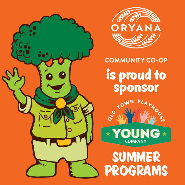 Oryana's Broc character on an orange graphic.