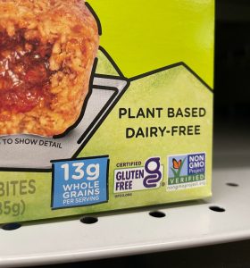 Gluten-free certified logo on a breakfast product.